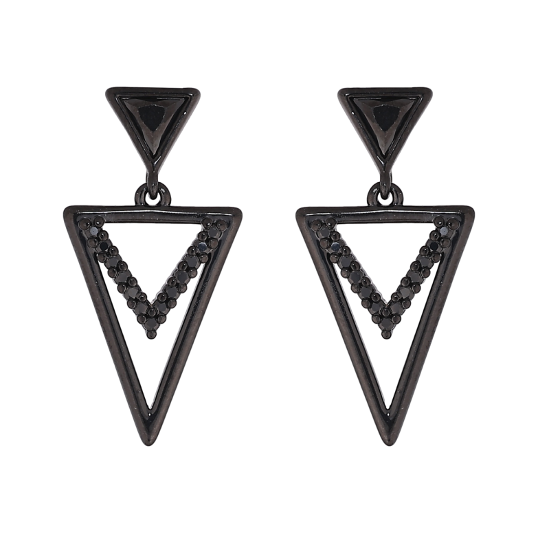 Сережки Xuping колір Black пусети «Трикутні підвіски з кристалами» фото №6