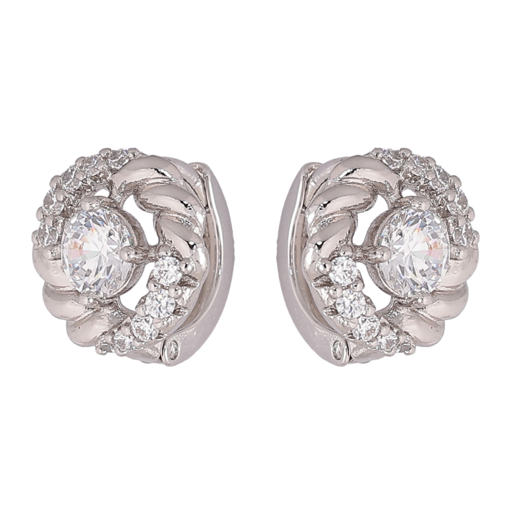 Сережки Xuping Родій колечка «Візерунок з кристалами» фото №8