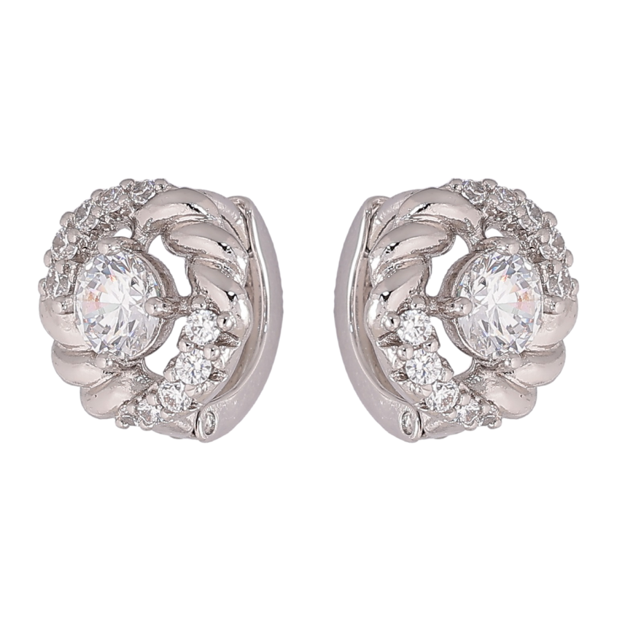 Сережки Xuping Родій колечка «Візерунок з кристалами» фото №1