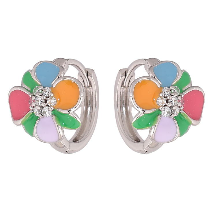 Сережки Xuping Родій колечка «Квіточки з різнокольоровою емаллю» фото №16
