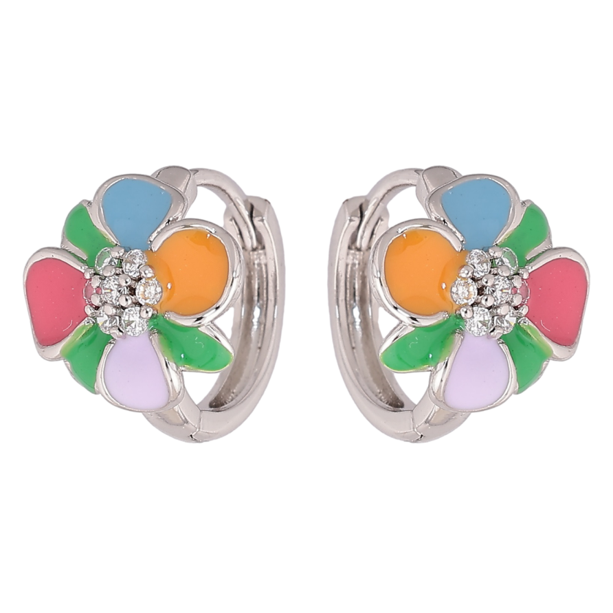 Сережки Xuping Родій колечка «Квіточки з різнокольоровою емаллю» фото №1