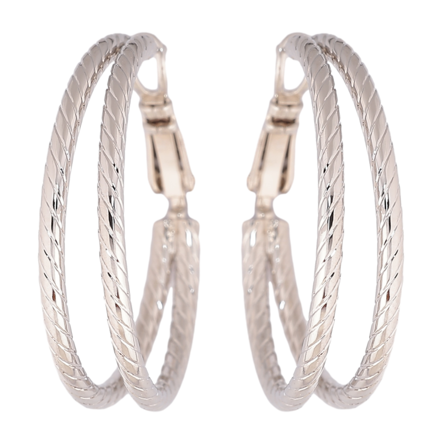 Сережки Xuping Родій кільця (конго) «Подвійні з візерунком» ø 3см фото №1