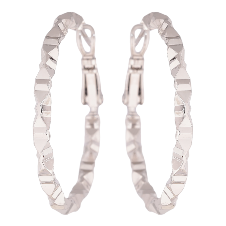 Серьги Xuping Родий кольца (конго) Декоративный узор ø 3.5см фото №1