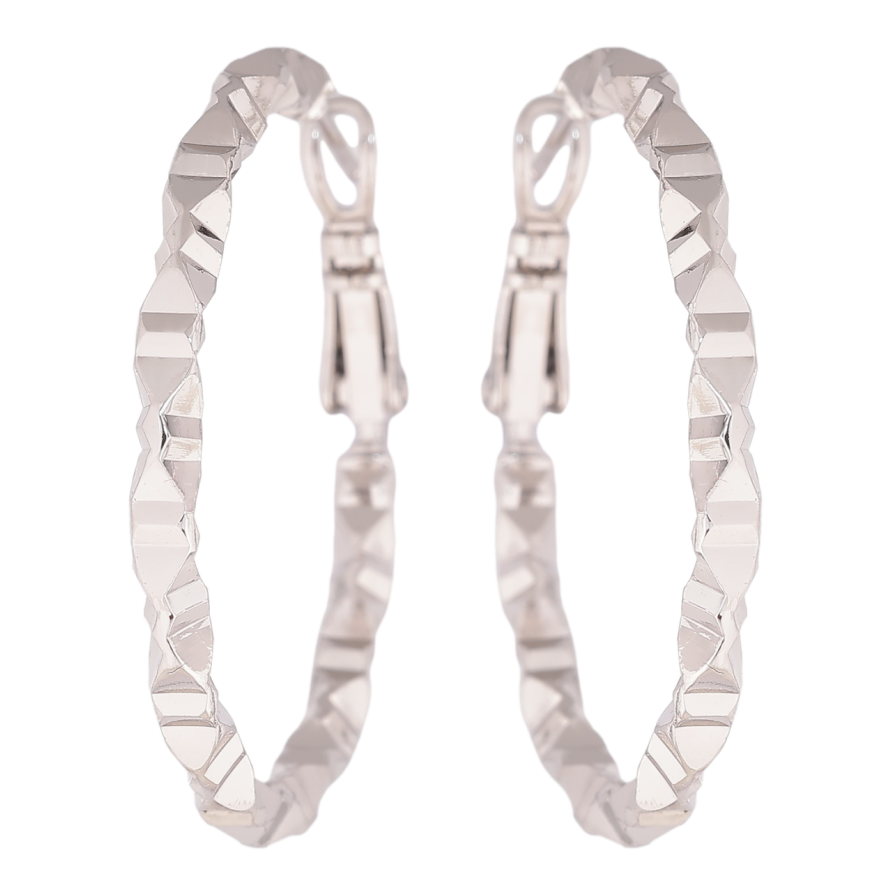 Серьги Xuping Родий кольца (конго) Декоративный узор ø 3.5см фото №1