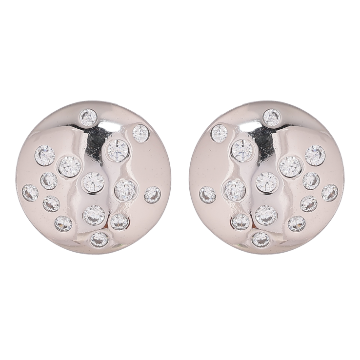 Серьги Xuping Родий пусеты Круги с россыпью кристаллов фото №23