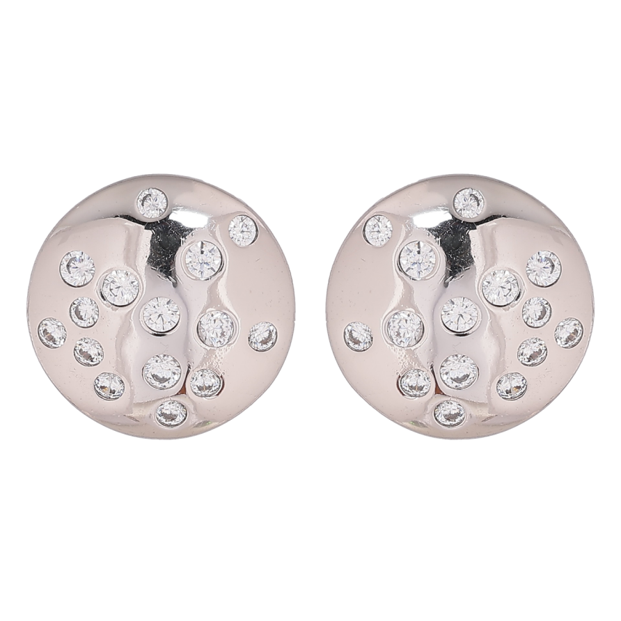 Серьги Xuping Родий пусеты Круги с россыпью кристаллов фото №1