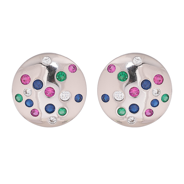 Сережки Xuping Родій пусети «Кола з розсипом різнокольорових кристалів» фото №25