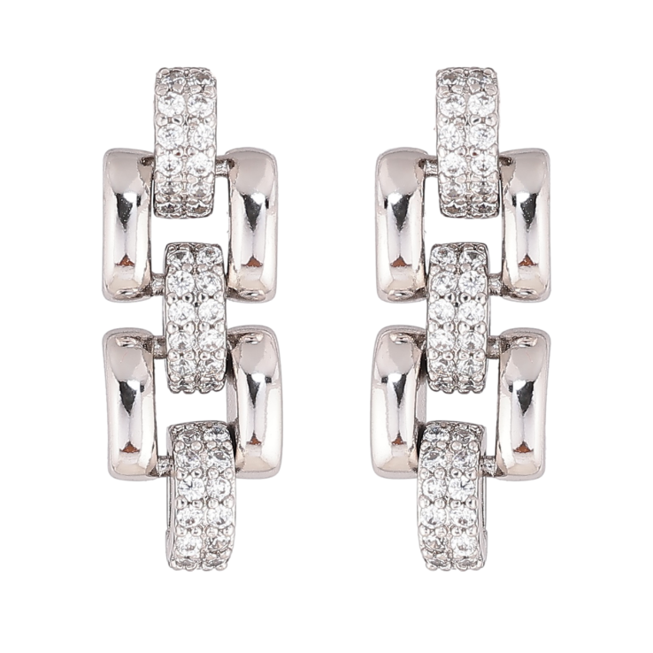 Сережки Xuping Родій пусети «Декоративний візерунок з кристалами» фото №4