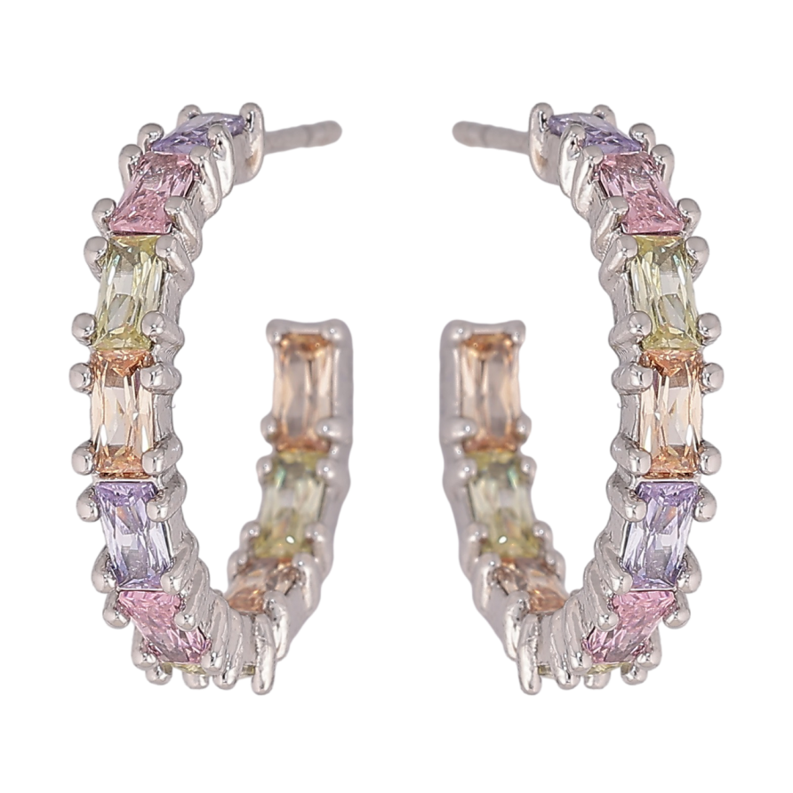 Сережки Xuping Родій пусети «Різнокольорові доріжки кристалів» фото №1