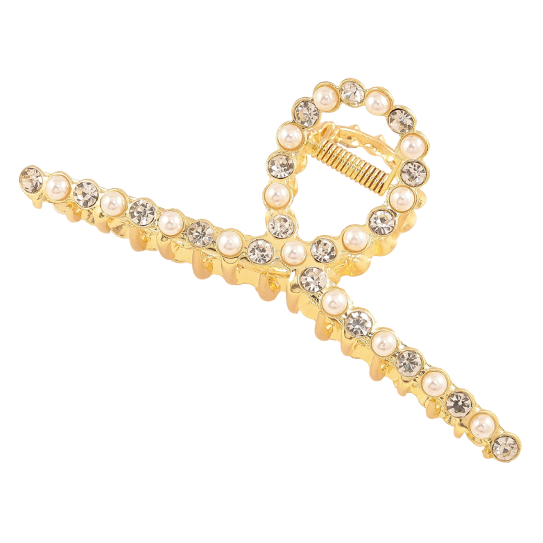 Краб металлический Петелька с жемчужинами и стразами длина 11.5см фото №22