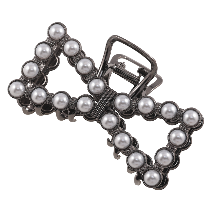 Краб металевий «Бант з сірими перлинами» довжина 9см фото №18