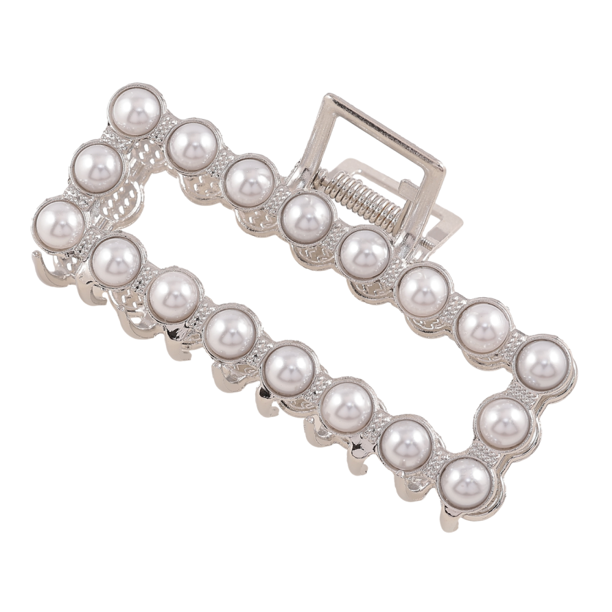 Краб металевий «Прямокутник з перлинами» довжина 9см фото №1