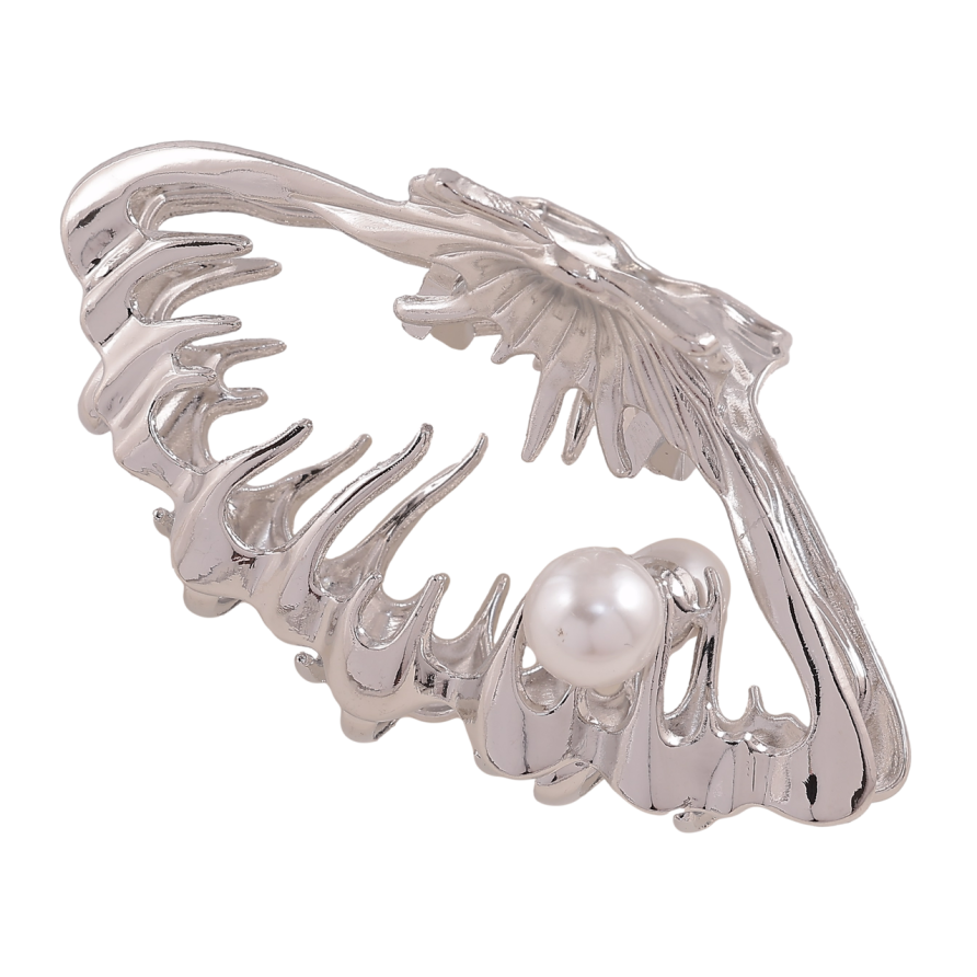 Краб металевий «Візерунок з перлиною» довжина 8.5см фото №1