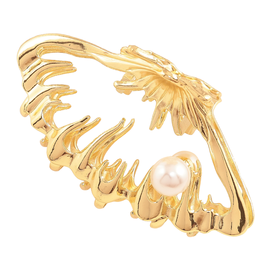 Краб металлический Узор с жемчужиной длина 8.5см фото №1