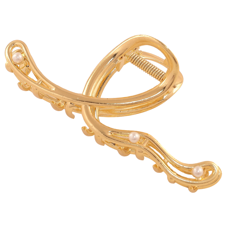 Краб металлический Петелька с жемчужинами длина 11.5см фото №2