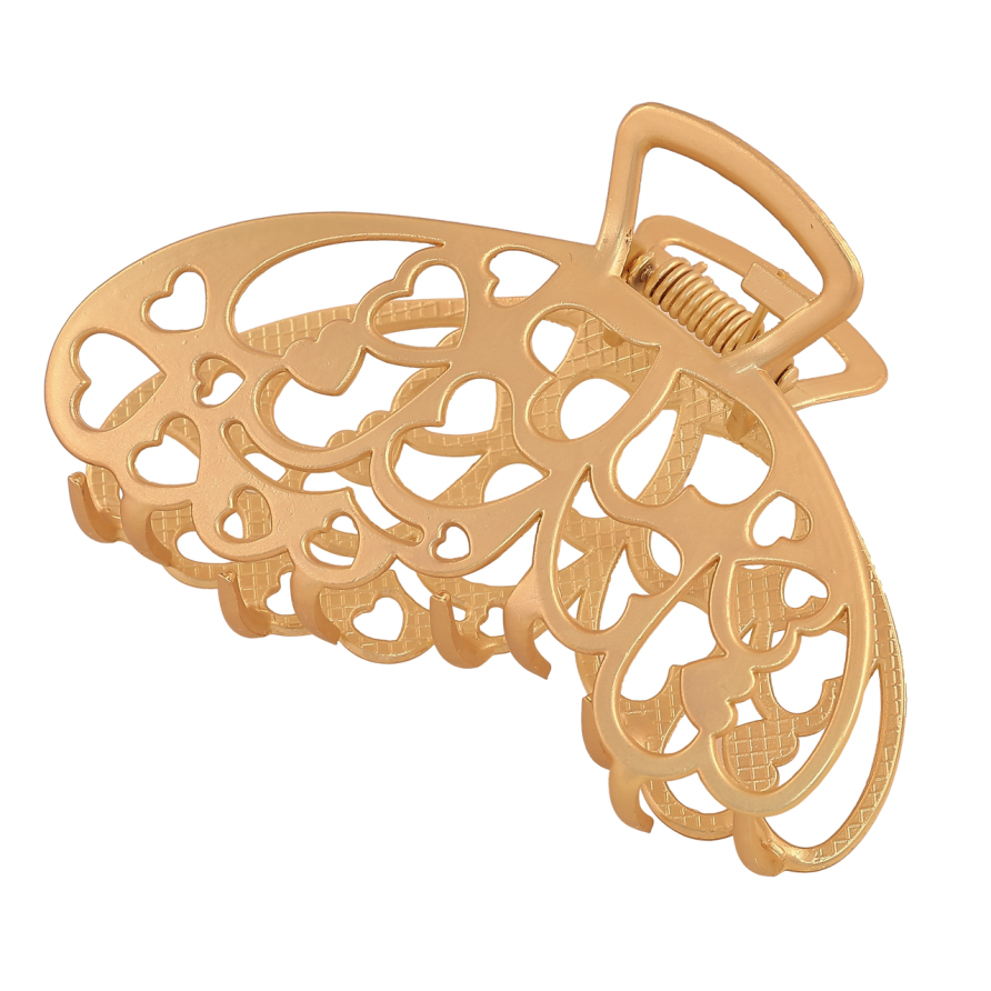 Краб металевий «Метелик з візерунком сердечка, матове покриття» довжина 8см фото №1