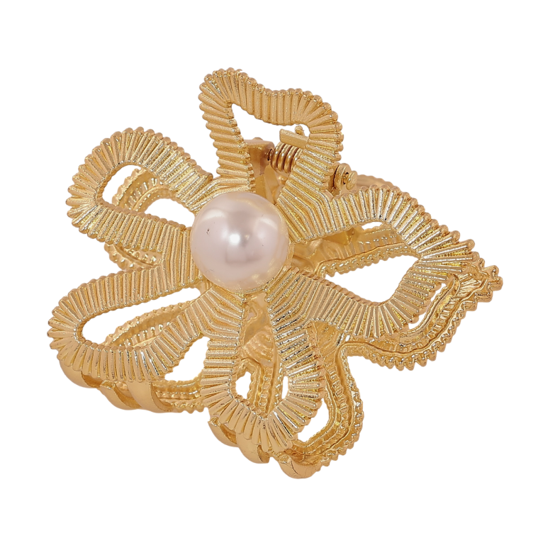 Краб металевий «Квітка з перлиною» довжина 6см фото №1