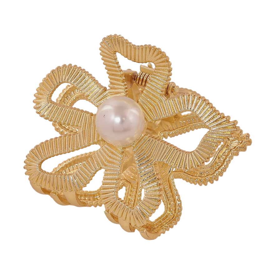 Краб металевий «Квітка з перлиною» довжина 6см фото №1