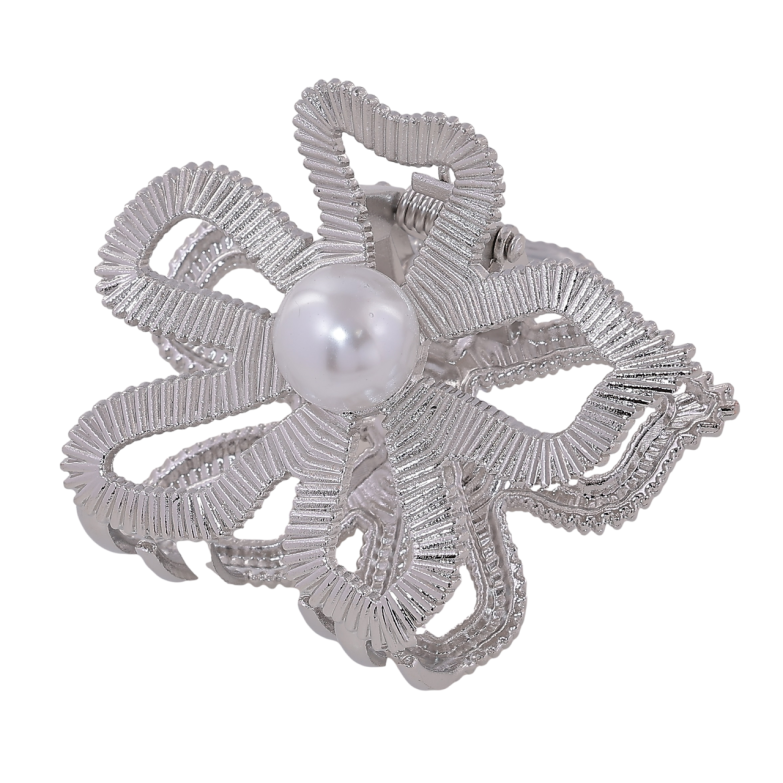 Краб металевий «Квітка з перлиною» довжина 6см фото №1