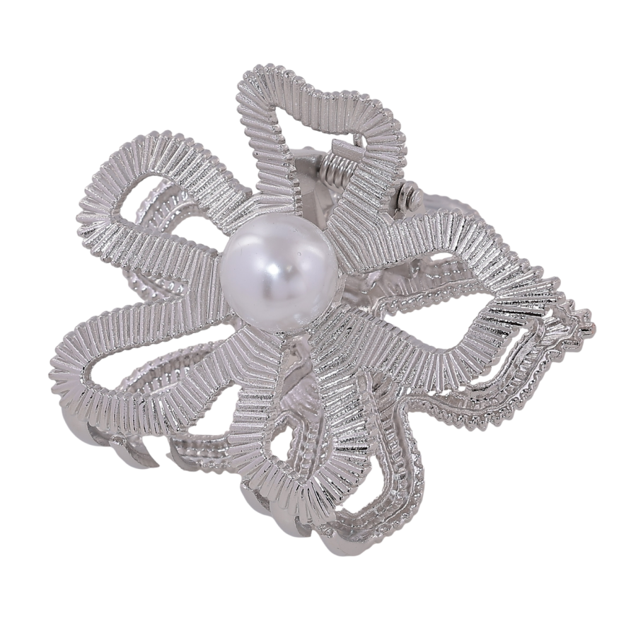 Краб металлический Цветок с жемчужиной длина 6см фото №1