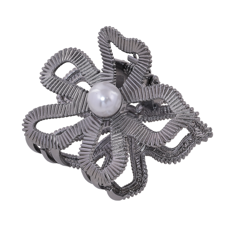 Краб металевий «Квітка з перлиною» довжина 6см фото №1