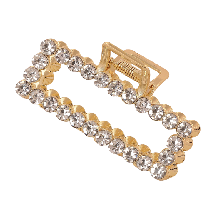 Краб металевий «Прямокутник з стразами» довжина 7см фото №2