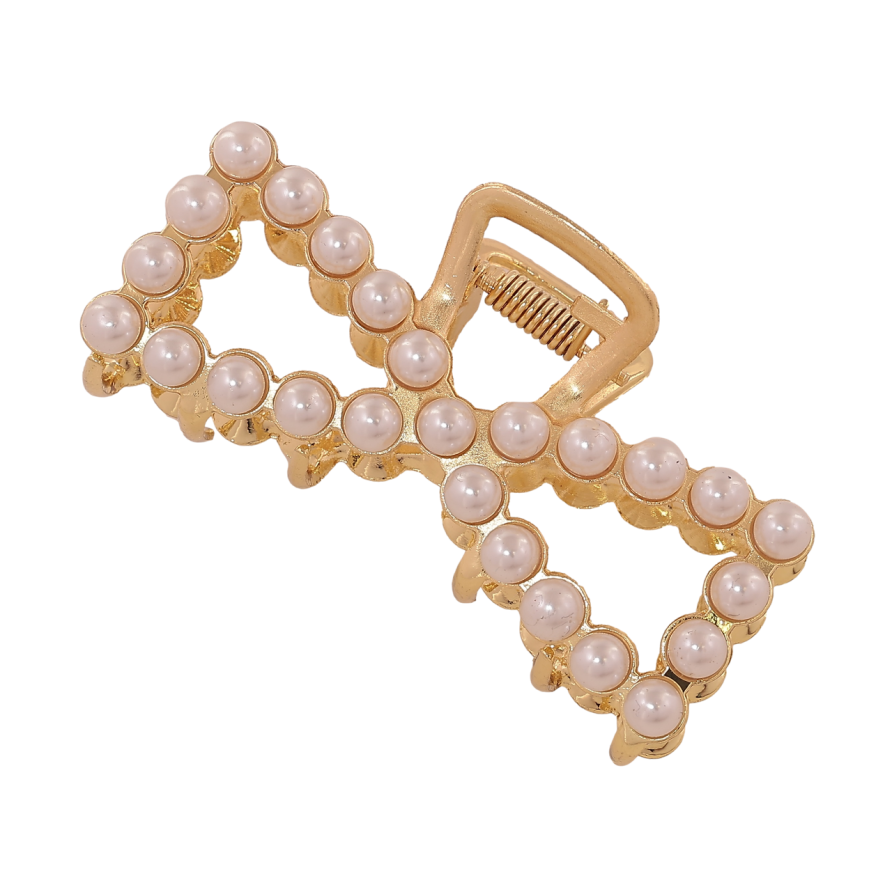 Краб металевий «Бант з перлинами» довжина 7см фото №1