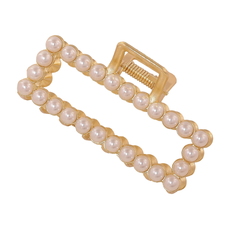 Краб металлический Прямоугольник с жемчужинами длина 7см фото №1