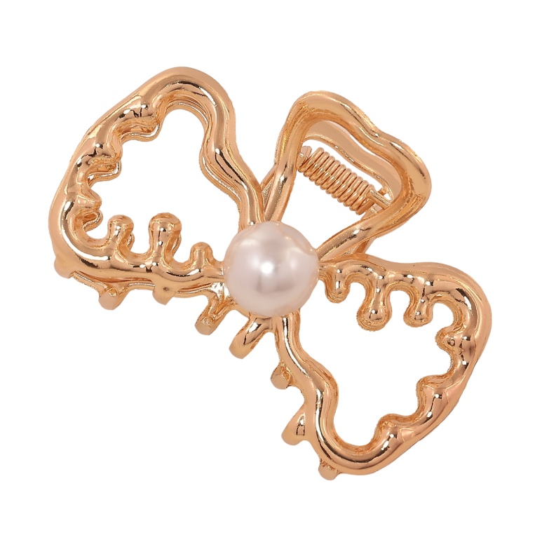 Краб металевий «Бант з перлиною» довжина 6.5см фото №1