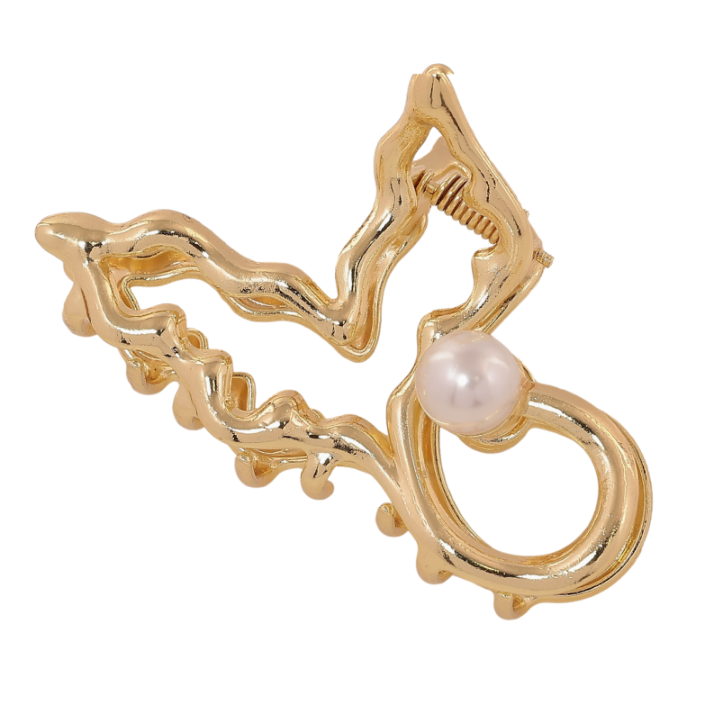 Краб металевий «Візерунок з перлиною» довжина 7.5см фото №1 Краб металевий «Візерунок з перлиною» довжина 7.5см фото №1