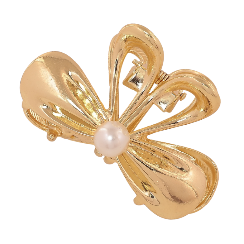 Краб металлический Бант с жемчужиной длина 6см фото №1 Краб металлический Бант с жемчужиной длина 6см фото №1