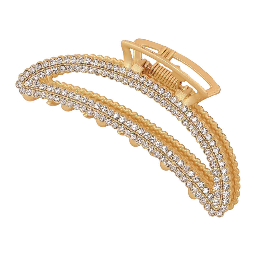 Краб металевий «Півмісяць з інкрустацією кристалами» довжина 7.5см фото №1