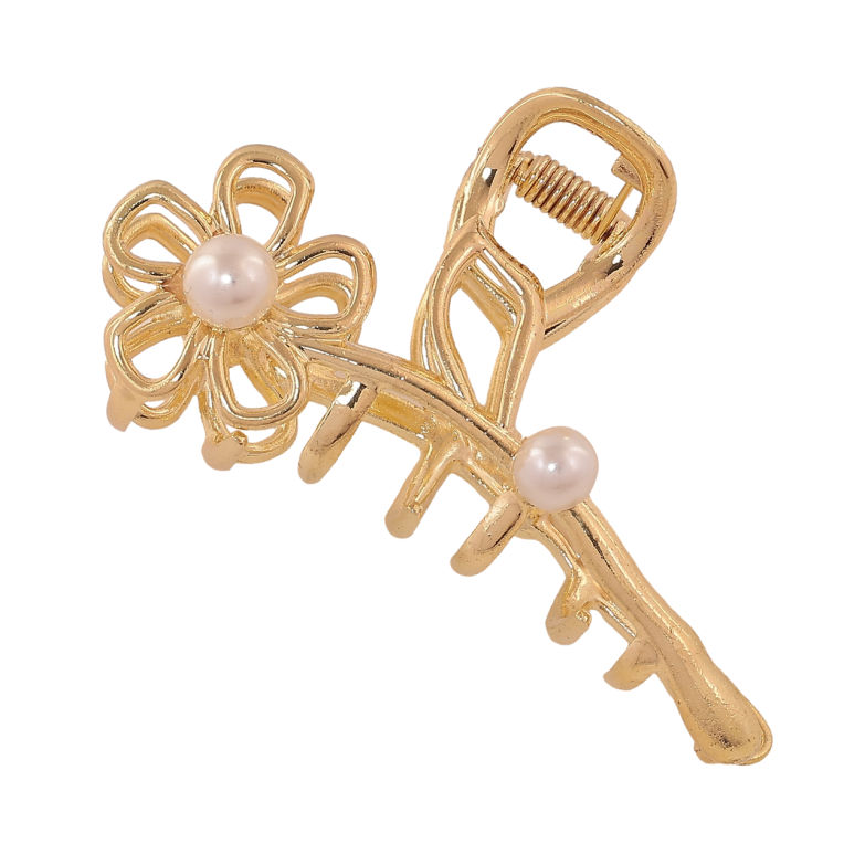 Краб металевий «Квітка з перлинами» довжина 7см фото №1 Краб металевий «Квітка з перлинами» довжина 7см фото №1