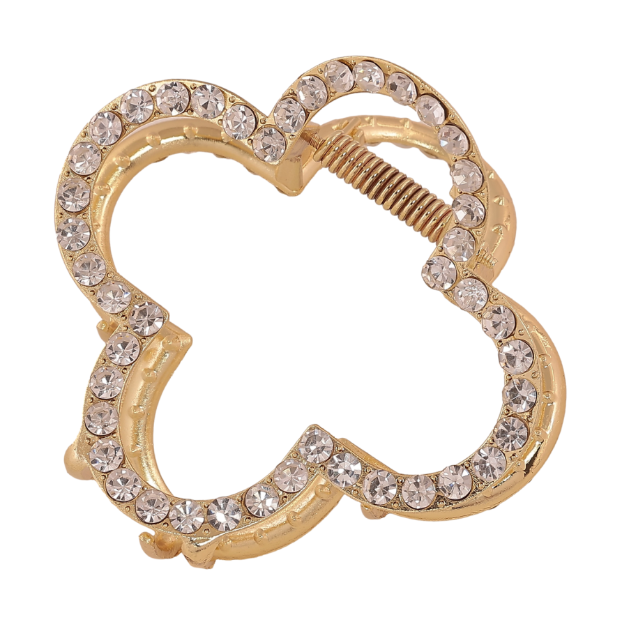 Краб металлический Цветок со стразами длина 6.5см фото №1