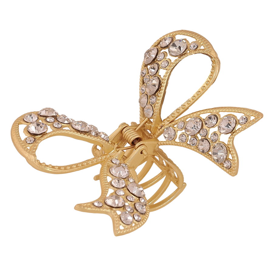 Краб металевий «Бант зі стразами, матове покриття» довжина 5х7см фото №1