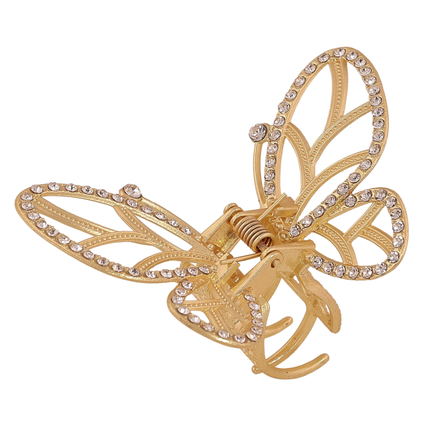 Краб металевий «Метелик зі стразами, матове покриття» довжина 4х6.5см фото №1