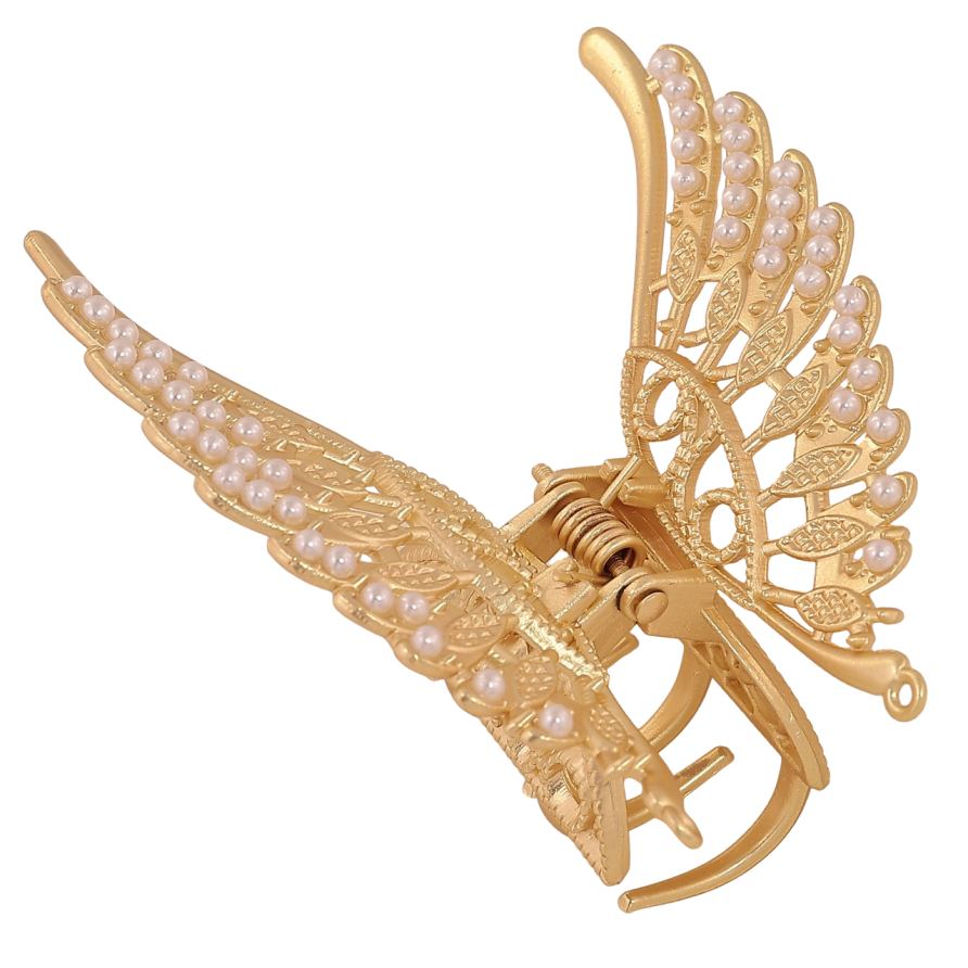 Краб металевий «Метелик зі стразами, матове покриття» довжина 5.5х7см фото №1