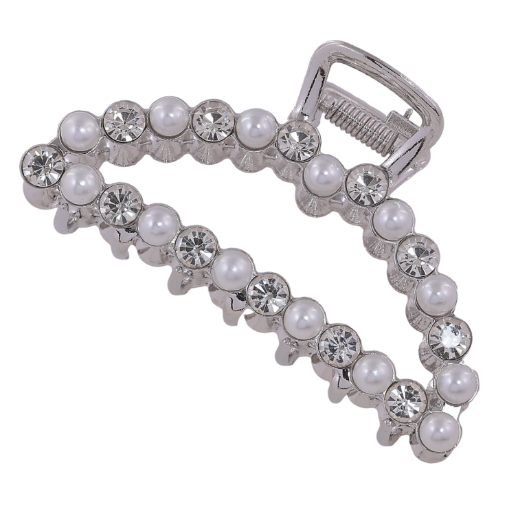 Краб металевий «Півмісяць з кристалами та перлинками» довжина 7.5см фото №4