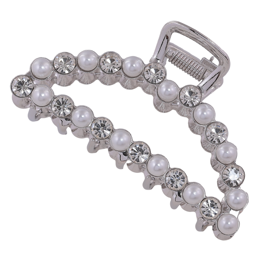 Краб металевий «Півмісяць з кристалами та перлинками» довжина 7.5см фото №1