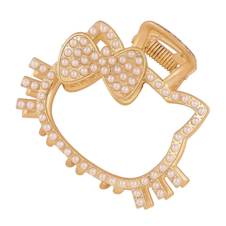 Краб металевий «Hello Kitty з перлинками, матове покриття» довжина 5см фото №5