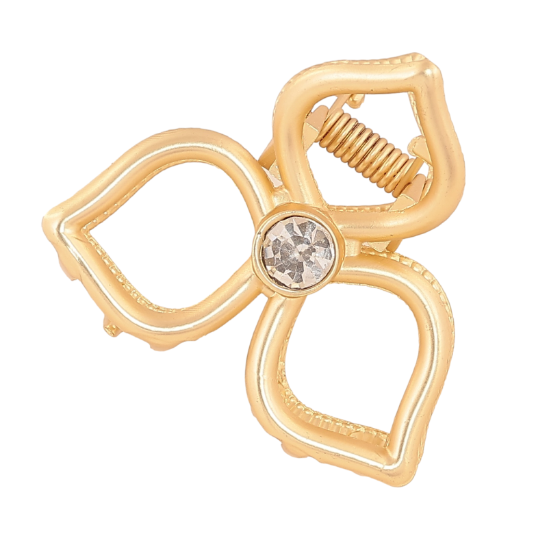 Краб металлический Цветок с кристаллом, матовое покрытие длина 4см фото №7