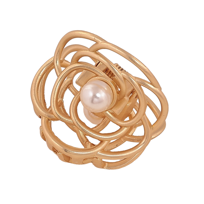 Краб металлический Цветок с жемчужиной, матовое покрытие длина 3,5см фото №1