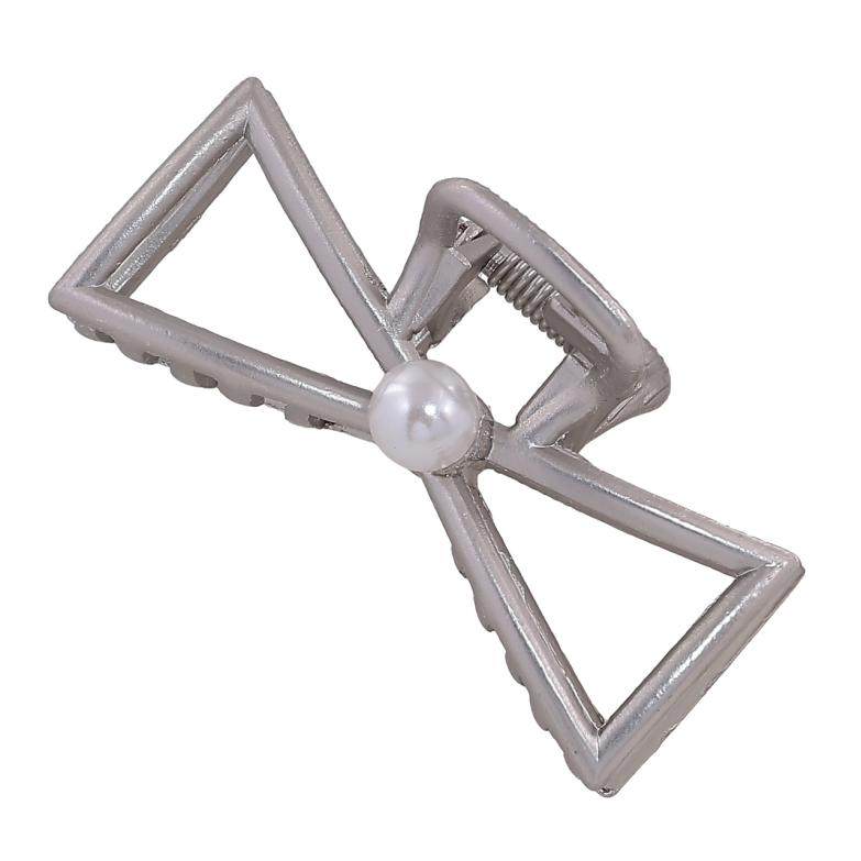 Краб металлический Бант с жемчужиной, матовое покрытие длина 4,5см фото №1