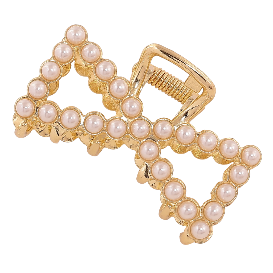 Краб металевий «Бант з перлинами» довжина 5см фото №1