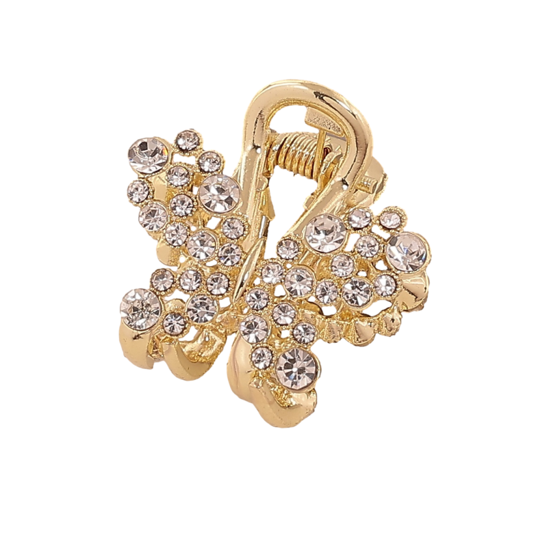 Краб металлический Бабочка со стразами длина 2,5см фото №1