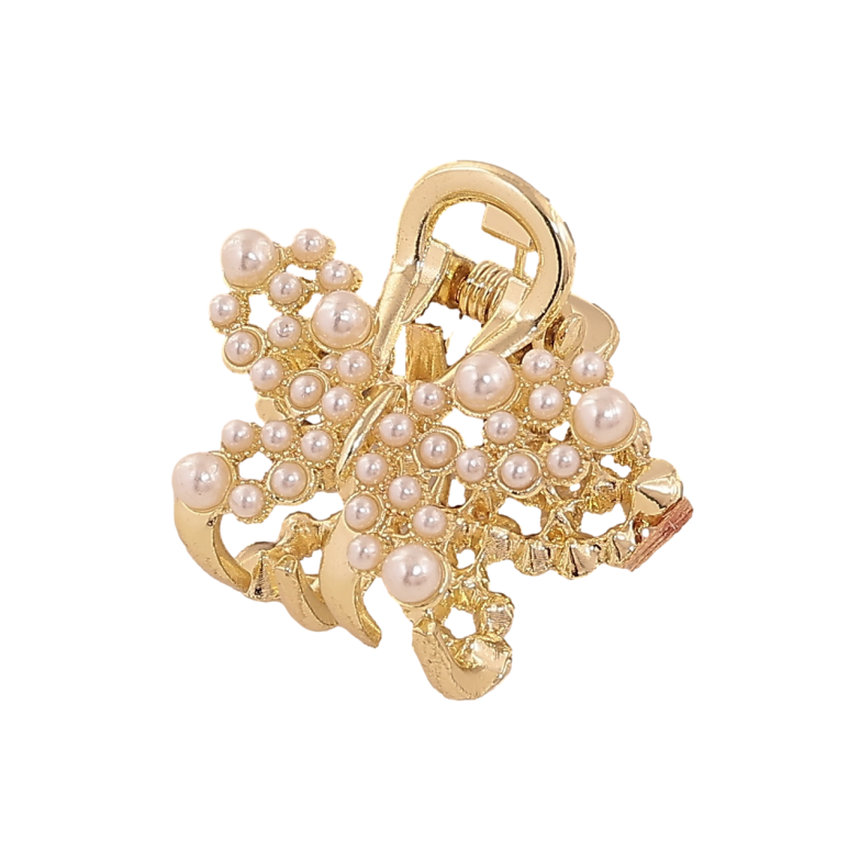 Краб металлический Бабочка с жемчужинами длина 2,5см фото №1