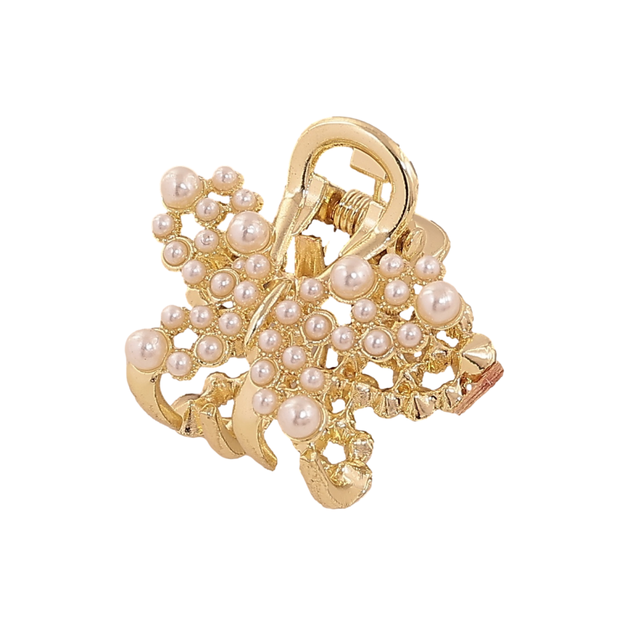 Краб металевий «Метелик з перлинами» довжина 2,5см фото №1