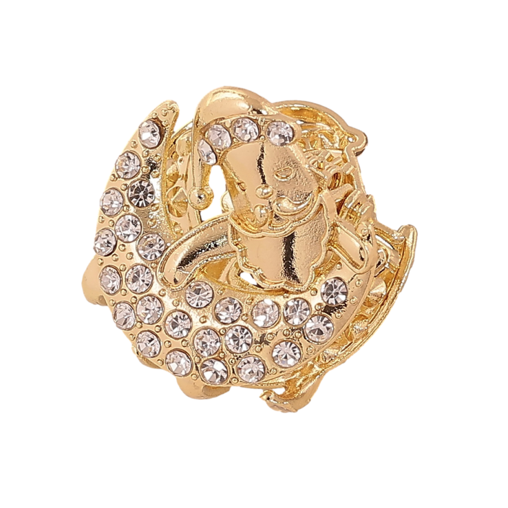 Краб металевий «Візерунок півмісяць з гномом і стразами» довжина 2,5см фото №4 Краб металевий «Візерунок півмісяць з гномом і стразами» довжина 2,5см фото №4