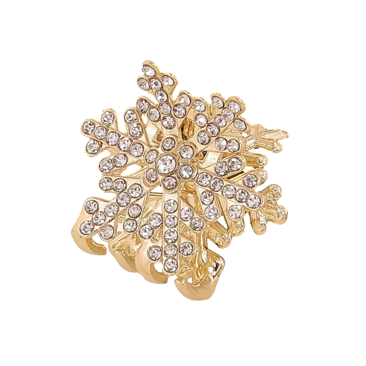 Краб металевий «Сніжинка зі стразами» довжина 2,5см фото №6