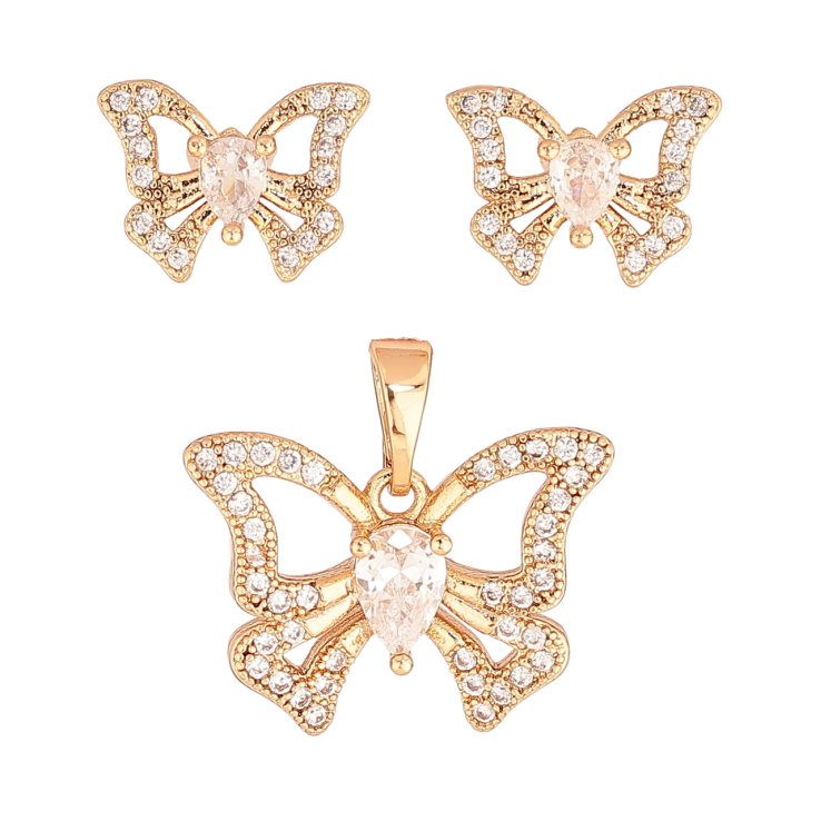 Набір Xuping Позолота 18K Сережки Кулон «Метелики з інкрустацією кристалами» фото №21